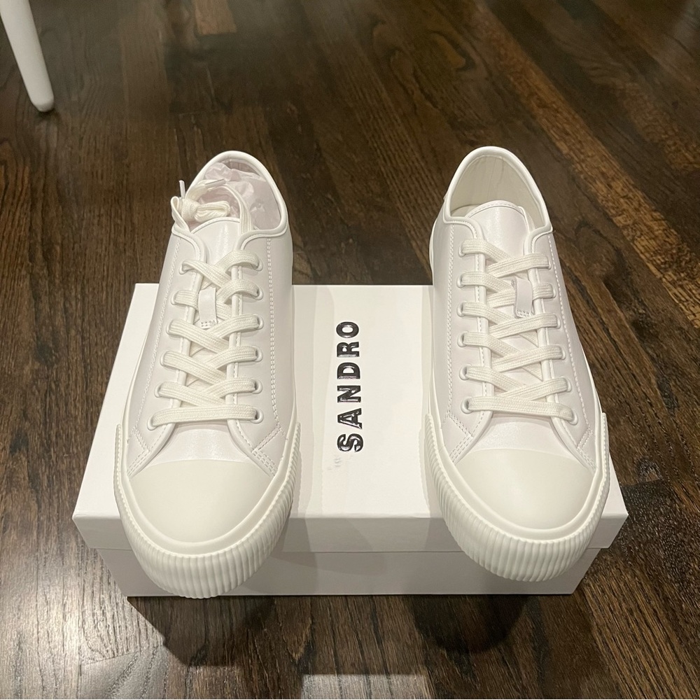 Sandro White Leather Sneakers